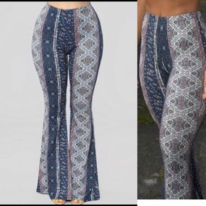 Fashion Nova Floral Print Striped Wide Leg Pants